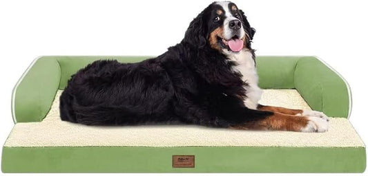 MEKIY Orthopedic Waterproof Jumbo Dog Bed with Bolster for Extra Large Dogs | Pillow Support for Neck Relief, Egg Crate Foam, Waterproof Liner, Anti-Slip Bottom, Removable Bolster Cover, 53 x 42 Inch by Mekiy