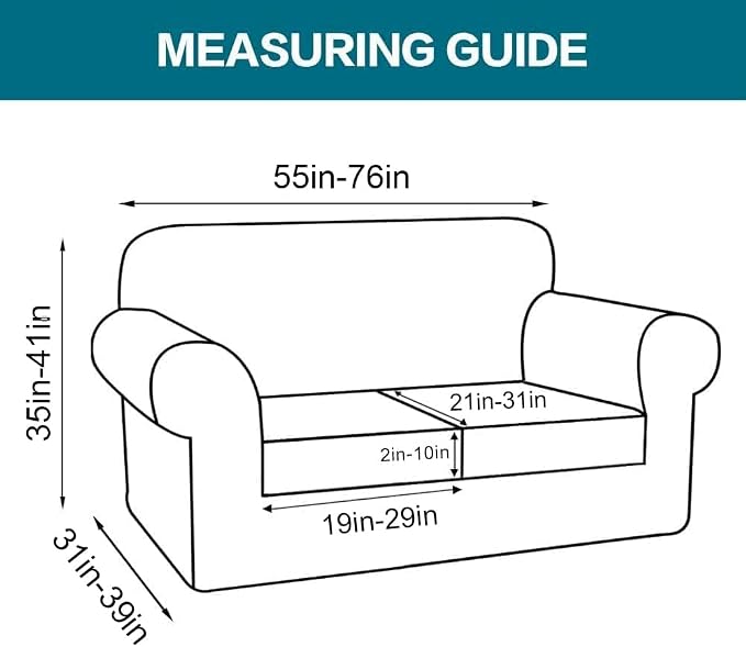 Turquoize 3 Piece Sofa Covers for 2 Cushion Couch Sofa Slipcover Soft Couch Cover for Dogs-Washable Sofa Furniture Cover with 2 Individual Cushion Covers, Thick Jacquard Fabric (Loveseat, Olive) - Image 2