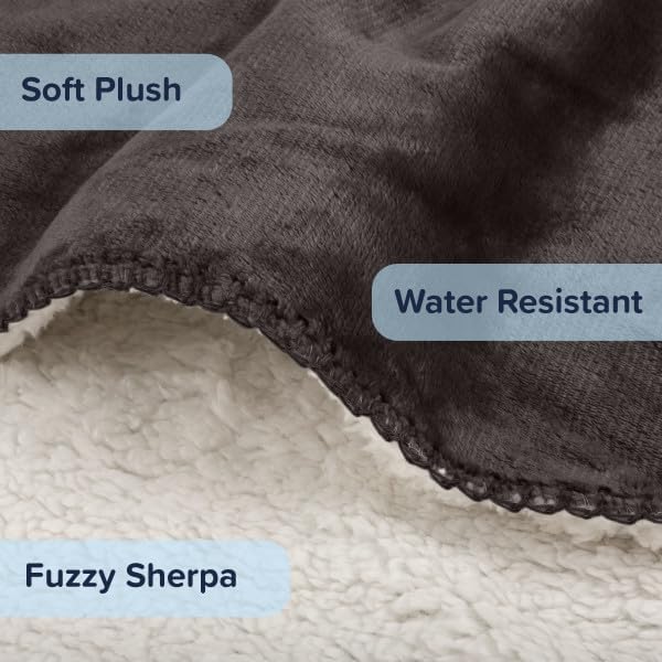 Waterproof Pet Blanket Collection– Reversible Throw Protects Couch, Car, Bed from Spills, Stains, or Fur – Dog and Cat Blankets by PETMAKER Dark Gray Large - Image 3