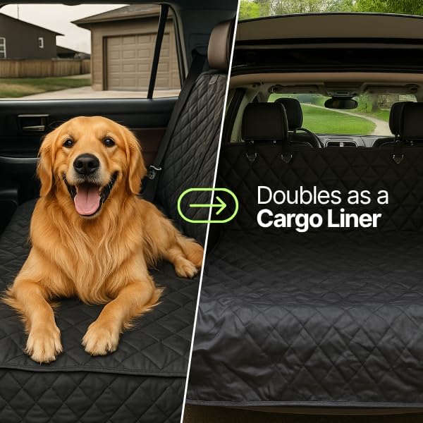 Formosa Covers Quilted and Padded Dog Pet Car Seat Cover with Comforting Fabric and Non-Slip Backing Best for Car Truck and SUV - Travel with Your Pet Mess Free - Universal Fit 56" Wx94 L, Taupe - Image 5