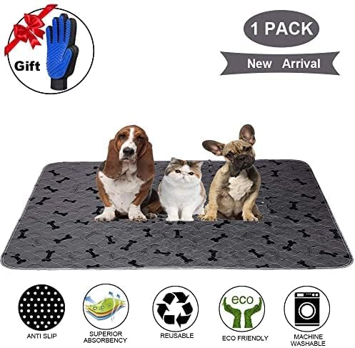 Washable Dog Pee Pads with Free Grooming Gloves,Non Slip Dog Mats with Great Urine Absorption,Reusable Puppy Pee Pads for Whelping,Potty,Training,Playpen - Image 2