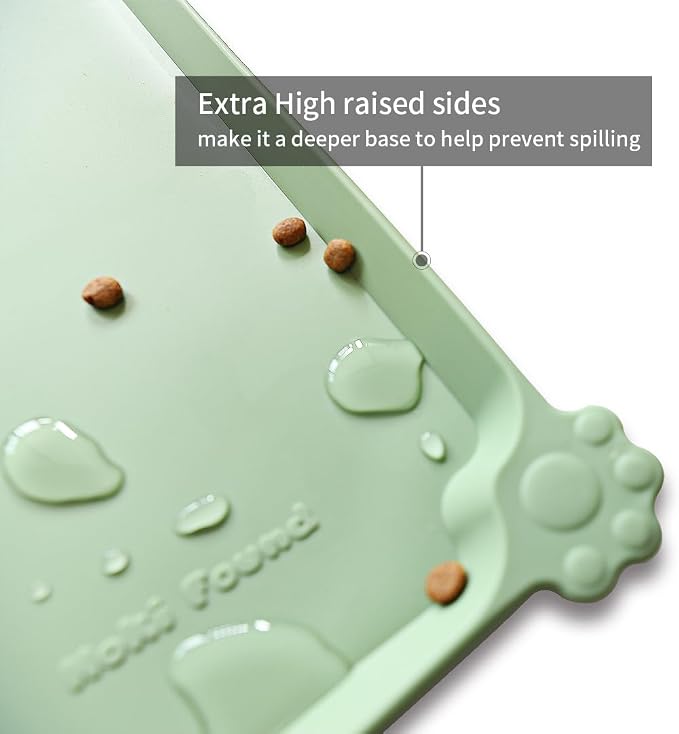 Hoki Found Silicone Non Slip Pet Food Mats - Bowl Placemat for Dogs Cats - Waterproof for Carpet - Jade - Image 2