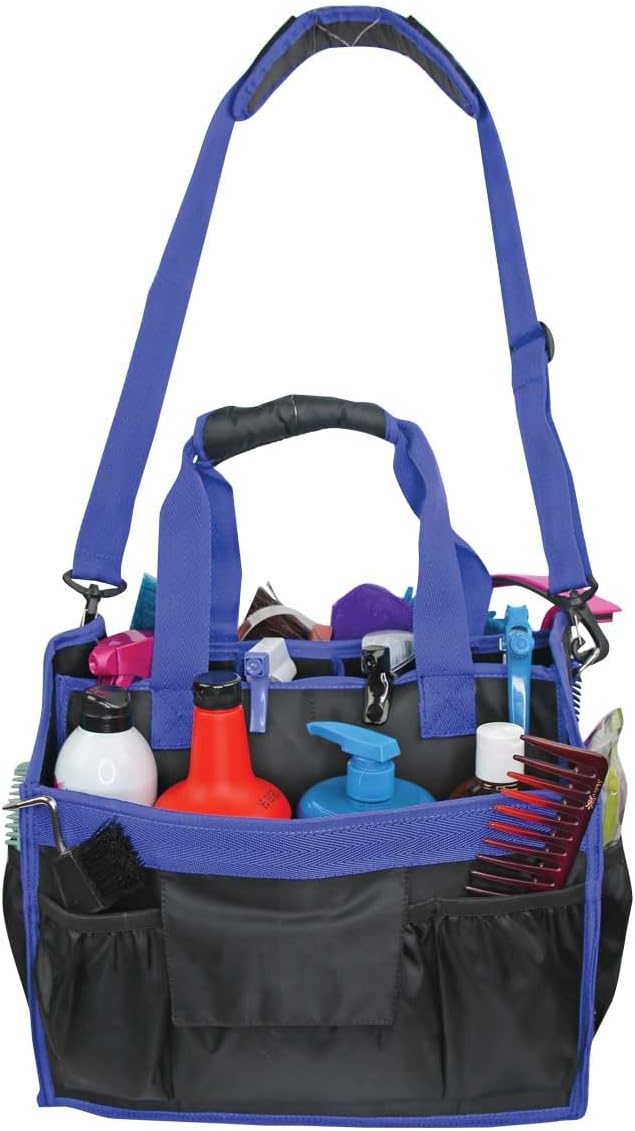 Country Pride Nylon Grooming Tote for Horses, Durable Mesh Bottom, Large Interior Compartments for Sprays and Bottles, Exterior Elastic Pockets, Detachable Padded Shoulder Strap,14"x12"x9" (Black) - Image 3