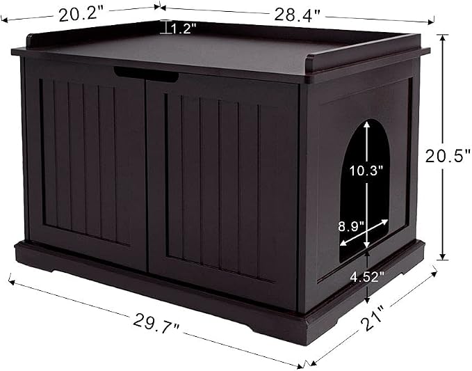unipaws Cat Litter Box Enclosure Furniture, Hidden Litter Box Cover | Cat Washroom, Cabinet for Large Cat, Dog Proof Cat Litter Boxes, Hideaway Litter Box, Cat House - Image 5