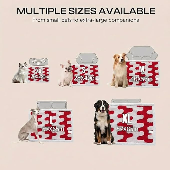 Waterproof Pet Blanket,Dog Bed Covers Small Throw for Puppy Cats Stylish Jacquard Pets Couch Sofa Furniture Protection Washable Reversible Covers (Red Wave,XS) - Image 6