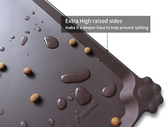 Hoki Found L Silicone Non Slip Pet Dog Cat Bowl Mats - Waterproof Dog Cat Food Mats - Dark Oak - Image 2