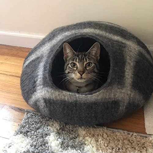 Woolygon Premium Felt Cat Cave Bed – Wool Kitty Beds Handcrafted Kitten Caves Bed for Indoor Cats - Made from Merino Wool, Foldable Cat Hideaway Covered Cat House Pod (Hide & Seek) - Image 8