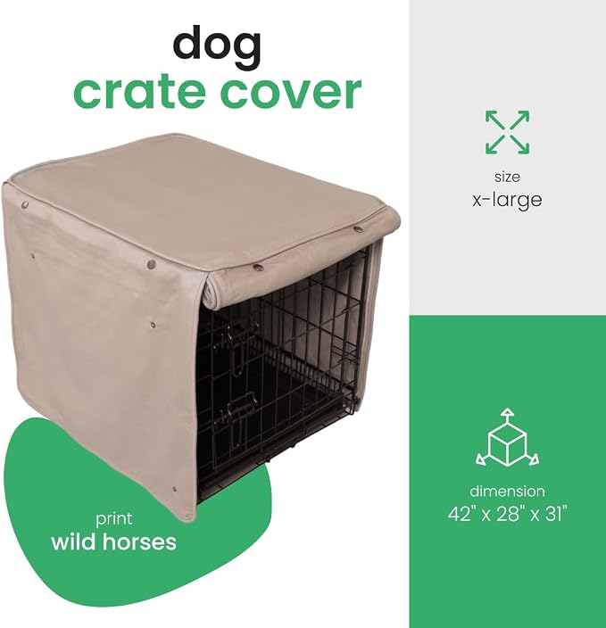 Molly Mutt Wild Horses Dog Crate Cover, 100% Cotton Canvas Cover with 2 Roll-Up Panels, Ideal for Dog or Cat Crate, Durable, Washable, and Free of Harmful Chemicals, 42" x 28" x 31" - Image 2