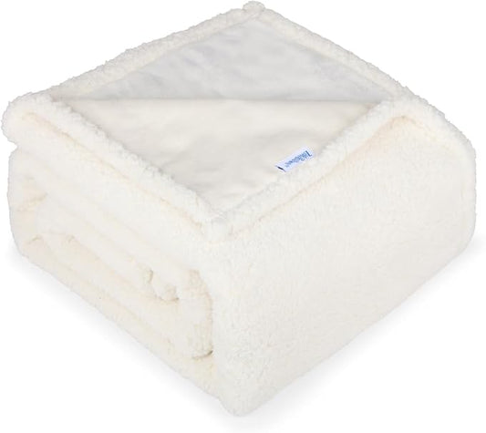 Waterproof Dog Blanket for Large Dogs - Reversible Washable Pet Blanket, Soft Sherpa Fleece Furniture Protector, Cat Throw Bed Couch, Cream, 60"x80" by ZAKAPAWS