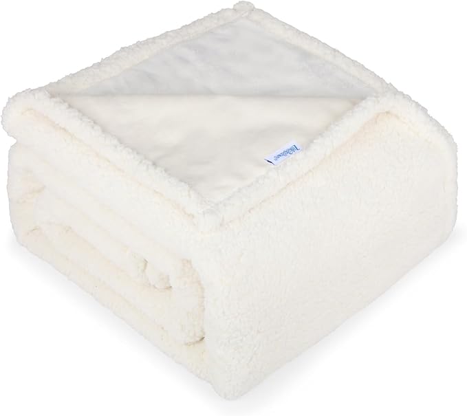 Waterproof Dog Blanket for Large Dogs - Reversible Washable Pet Blanket, Soft Sherpa Fleece Furniture Protector, Cat Throw Bed Couch, Cream, 60"x80" by ZAKAPAWS