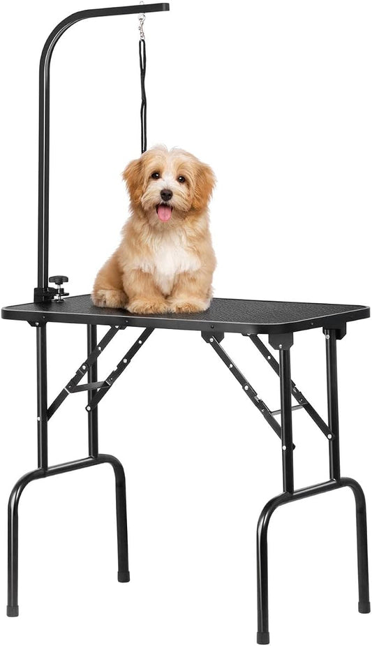 Yaheetech 32 Inch Sturdy Dog Grooming Table for Home, Black | Foldable Dog Grooming Table for Small Medium Dogs, 220lb Capacity, Adjustable Grooming Arm, Non-Slip Surface, No-tool Setup by Unknown