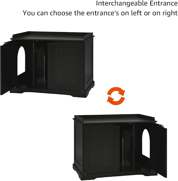 unipaws Cat Litter Box Enclosure Furniture, Hidden Litter Box Cover | Cat Washroom, Cabinet for Large Cat, Dog Proof Cat Litter Boxes, Hideaway Litter Box, Cat House - Image 5