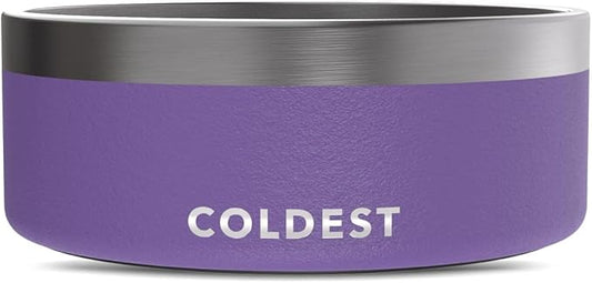 Coldest Dog Bowl - Anti Rust Metal, Non Slip, 3 Layers Insulated Stainless Steel Dog Bowls - Spill Proof & Heavy Duty - Water Bowl for Dogs, Cats & Pets, Dish Washer Safe (64 oz, Galaxy Purple) by Coldest