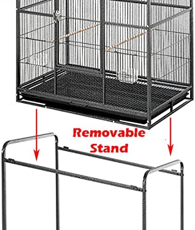 Extra Large 32" x 19" x 64"H Wrought Iron Metal Bird Flight Breeder Cage with Side Breeding Nest Doors with Removable Rolling Stand - Image 3