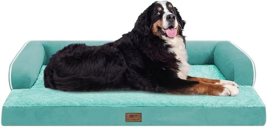 MEKIY Orthopedic Waterproof Jumbo Dog Bed with Bolster for Extra Large Dogs | Pillow Support for Neck Relief, Egg Crate Foam, Waterproof Liner, Anti-Slip Bottom, Removable Bolster Cover, 53 x 42 Inch by Mekiy