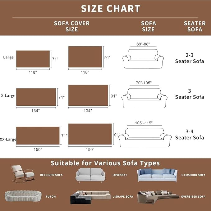 ROOMLIFE Thicked Checkered Boho Khaki Couch Cover for 2-3 Cushion Sofa, Chenille Sofa Slipcovers Sectional Sofas Covers for Dog, Non Slip Washable Furniture Protector Soft with Tassel 71''X118'' - Image 8