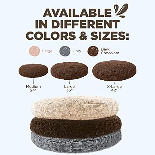 Soggy Doggy Super Snoozer Round Dog Bed, Dark Chocolate, Large 36"x36"x6" | Removable, zip-off washable cover; plush round design; for small to large breeds; car & living room use - Image 5