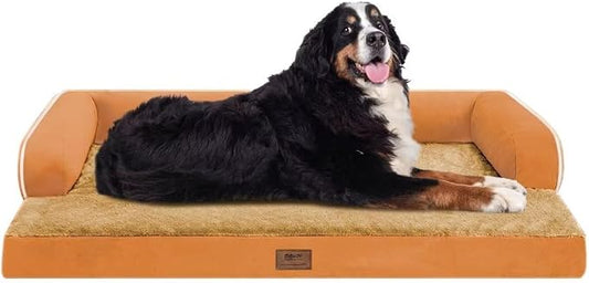 MEKIY Orthopedic Waterproof Jumbo Dog Bed with Bolster for Extra Large Dogs | Pillow Support for Neck Relief, Egg Crate Foam, Waterproof Liner, Anti-Slip Bottom, Removable Bolster Cover, 53 x 42 Inch by Mekiy