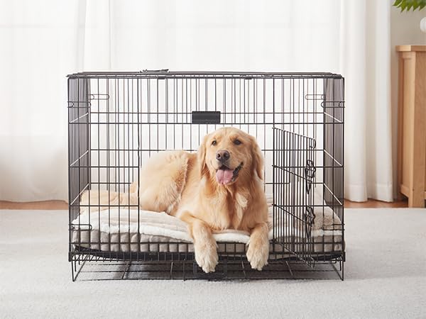 Dog Bed for Large Dogs, Dog Mattress with Pillow for Crate Kennel, Sofa pet Bed, Super Soft pet Bed for Medium, Jumbo, Small Dogs Breeds (Beige, Medium:(31"x25"x3") - Image 3