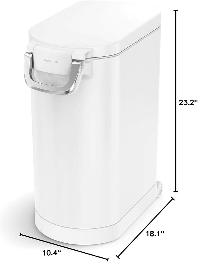 simplehuman Large Pet Food Storage Container, Holds 30-35 lb / 14-16 kg of Dry Dog Food, Cat Food, or Bird Seed, Airtight Lock-Tight Lid with Magnetic Scoop, BPA-Free, White Steel - Image 7