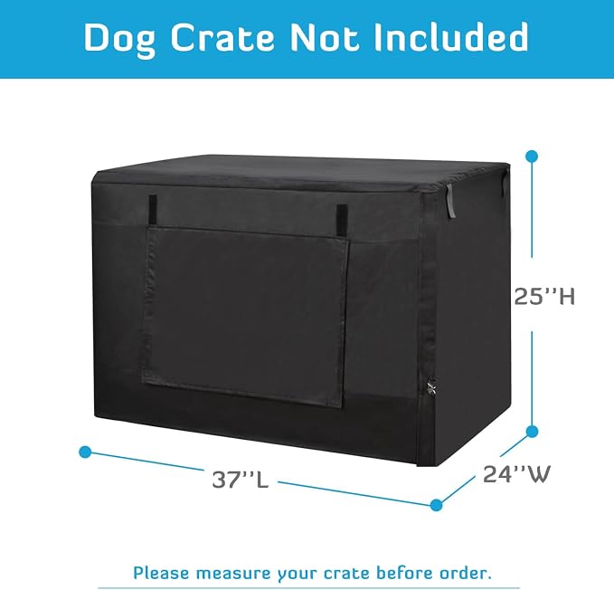 HONEST OUTFITTERS Dog Crate Cover 36 Inch Kennel for Medium Dog, Heavy Duty Oxford Fabric,with Double Door, Pockets and Mesh Window (37L x 24W x 25H,Black) - Image 2