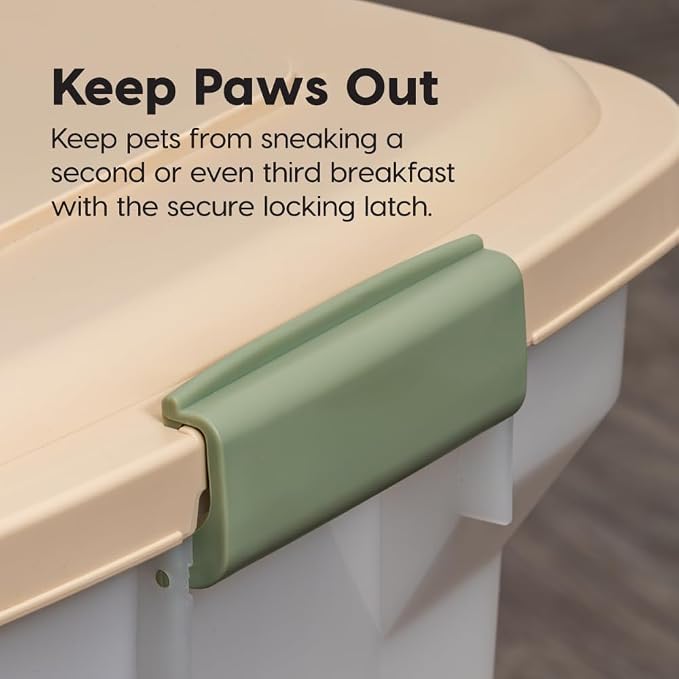 IRIS USA Airtight Dog Food Storage Container, WeatherPro, Up to 40 lbs, Removable Wheels, for Dog Cat Bird and Other Pet Food Storage Bin, Keep Fresh, Translucent Body, Made in USA, Almond/Pearl - Image 9