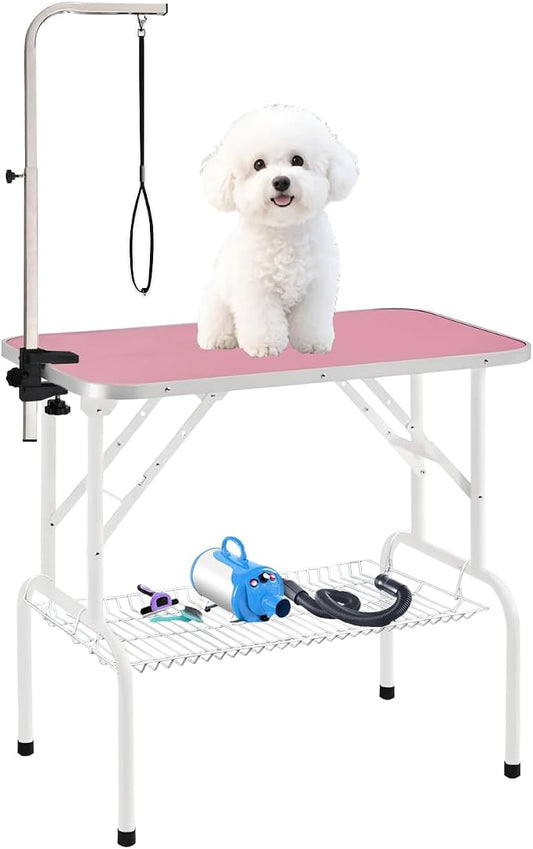 Baohe-32 Inch Dog Grooming Table - Pet Grooming Table - Foldable, Adjustable Arm, Portable, Non-Slip Grooming Table for Dogs at Home by BaoheDC