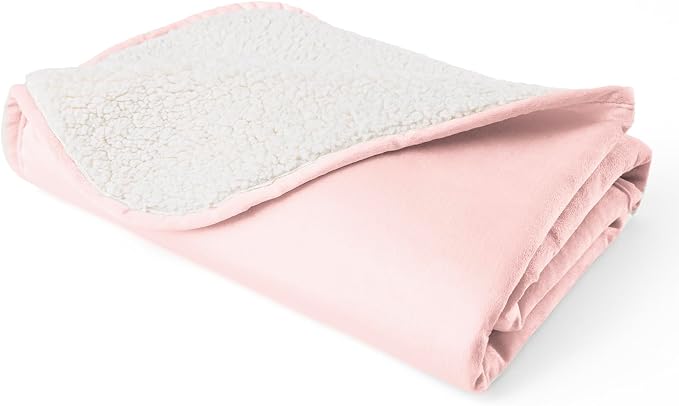 Waterproof Blanket for Dogs - Pet Throw as Furniture Protector | Cozy Sherpa & Smooth Velvet, Reversible and Machine Washable, for Couch and Bed, 30"x40", Pink by Bigbeer