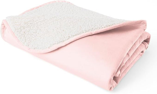 Waterproof Blanket for Dogs - Pet Throw as Furniture Protector | Cozy Sherpa & Smooth Velvet, Reversible and Machine Washable, for Couch and Bed, 30"x40", Pink by Bigbeer
