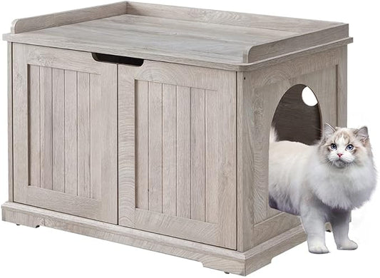 unipaws Cat Litter Box Enclosure Furniture, Hidden Litter Box Cover | Cat Washroom, Cabinet for Large Cat, Dog Proof Cat Litter Boxes, Hideaway Litter Box, Cat House by unipaws