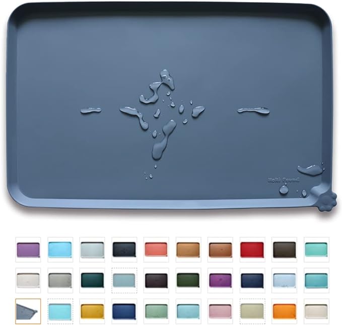 Hoki Found -Waterproof Pet Feeding Mats with High Lips - Multiple Size and Colors for Dogs, Cats & Others-G by Hoki+Found