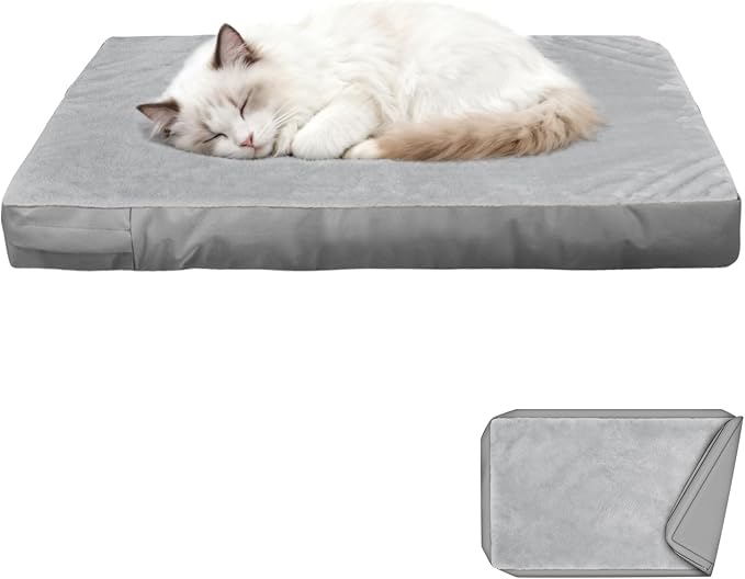 Explore Land Waterproof Dog Bed Cover Machine Washable Fluffy Dog Bed Replacement Cover for Cat, 20Lx15Wx3H inch, Gray by ExploreLand