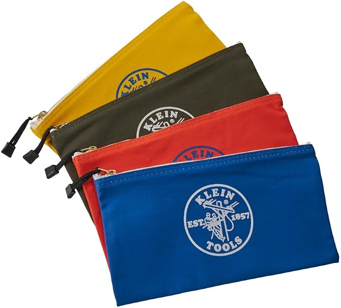 Klein Tools 80056 Tool Bag Storage Kit, 1680d Stand-Up and Canvas Zipper Pouches, Assorted Colors, 6-Piece - Image 8