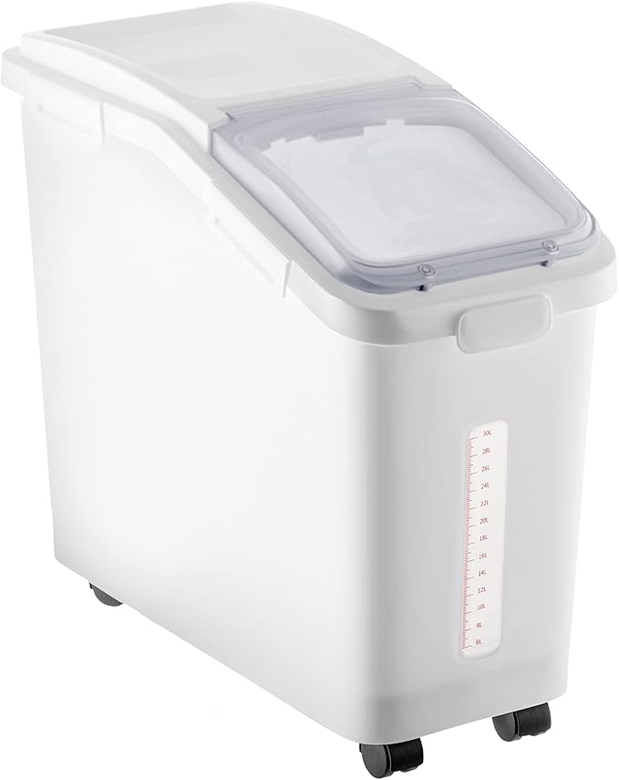 VEVOR Ingredient Storage Bin, 11.4 Gallon Capacity Shelf Ingredient Bin, 280 Cup Flour Bins on Wheels Commercial Prosave Shelf-storage Ingredient Bin with Lid and Scoop Rice Bin for Kitchen White by VEVOR