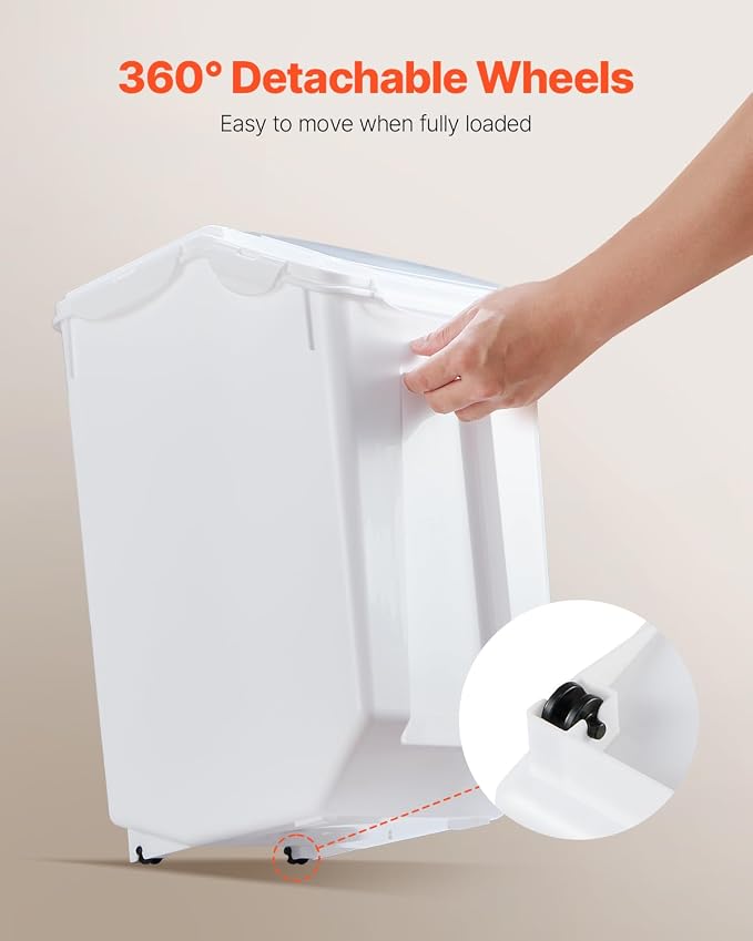 VEVOR Rice Storage Container, 4.5Gallon/20L x2 Capacity Large Dog Food Dispenser Bin, Kitchen Ingredient Grain Cereal Flour Bin, Pet food Containers with Wheels, 2 Measuring Cups, Airtight Lid, 2 Pack - Image 6