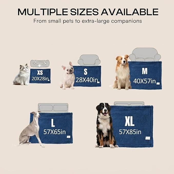 Navy Blue Dog Blanket for Pets Reversible Fluffy Pet Bed Cover Mats Waterproof Puppy Blankets Leakproof Sofa Couch Washable Cover Cat Pet Blanket for Warm-Navy Blue,M - Image 9