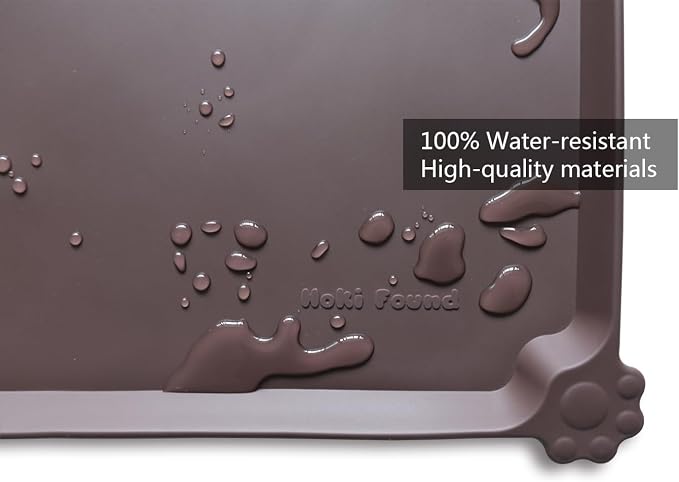 Hoki Found L Silicone Non Slip Pet Dog Cat Bowl Mats - Waterproof Dog Cat Food Mats - Dark Oak - Image 3