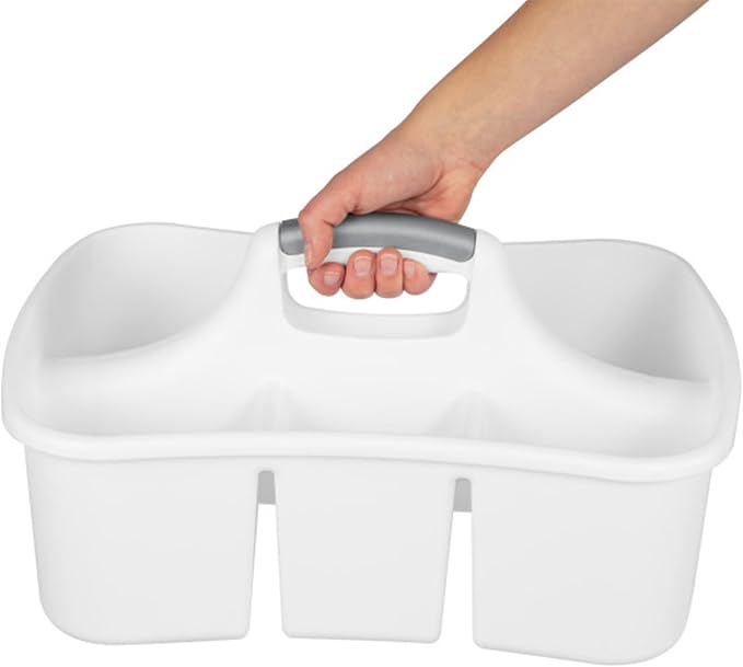 Sterilite Divided Ultra Caddy Storage Organizer for Bathroom, White 18-Pack | Large Organization Holders and Stackable Plastic Containers for Toilet, Sink, Laundry, and Kitchen Cleaning Supplies - Image 8