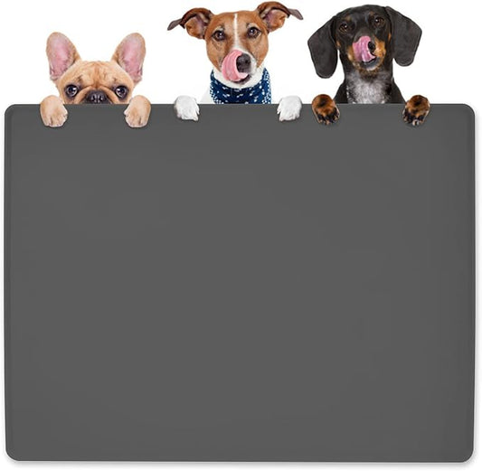 KVK Dog Water Mat 39.4×29.5in - Silicone Dog Mat for Food and Water Extra Large - Pet Food Mat for Floors Waterproof - Pet Feeding Mat Prevent Water Food Spills - Dark Grey by Unknown