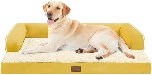 MEKIY XXL Orthopedic Waterproof Dog Bed with Bolster for Extra Large Dogs | Pillow Support for Neck Relief, Egg Crate Foam, Waterproof Liner, Anti-Slip Bottom, Removable Bolster Cover, 45 x 35 Inch by Mekiy