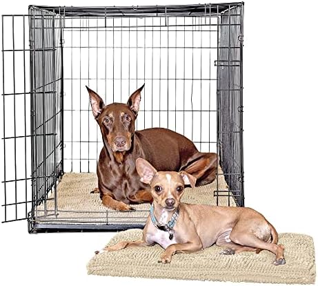 Soggy Doggy Crate Mate Dog Crate Pad, Beige, Extra-Large 28x42 | Reversible chenille pad; absorbs 7x its weight; fits wire, plastic crates & cars; puppy to senior dog; quick-dry by SoggyDoggyDoormat