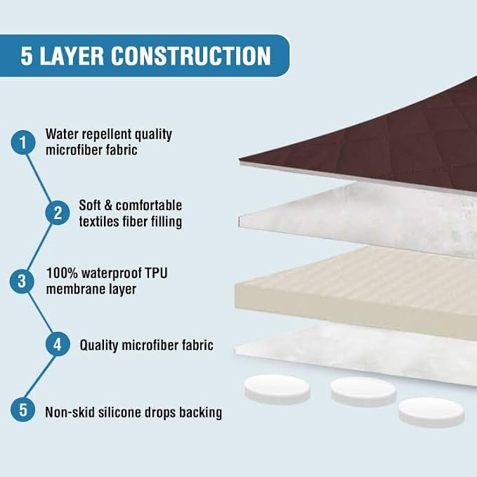 H.VERSAILTEX Loveseat Covers Couch Cover for Dogs with Elastic Straps 100% Waterproof Furniture Protector for Pets Sofa Cover 2 Cushion Couch(Loveseat, Chocolate) - Image 6