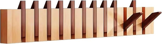 Wall Mounted Coat RackHooks Piano Key Hangers Natural Solid Wood Hanger Non-Woven Fabric Clothes Hangers for Closet, Kitchen, Bedroom, Bathroom, Entryway (Walnut-Beech, 12 Hooks) by MurphyBedKitMattresFrame