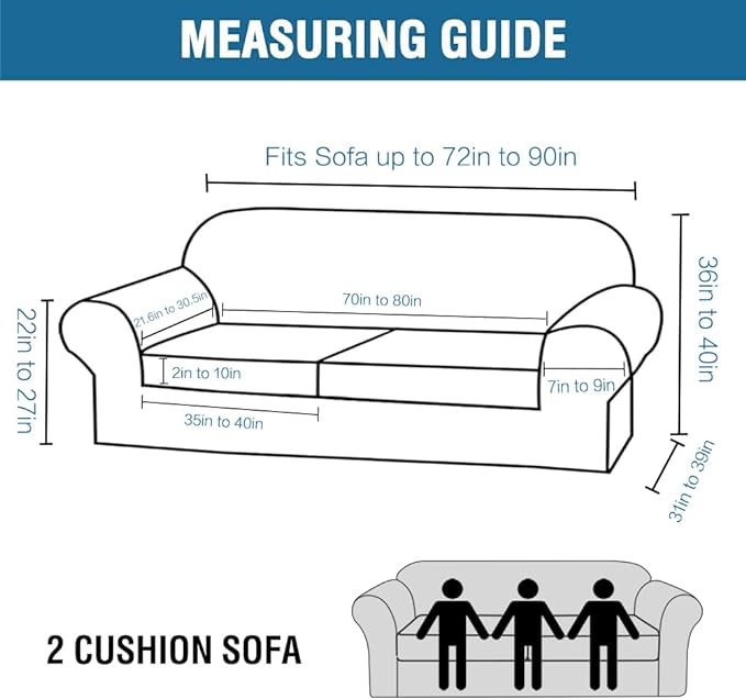 H.VERSAILTEX Real Velvet Plush 3 Piece Stretch Sofa Covers Couch Covers for 2 Cushion Couch Sofa Slipcovers Width Up to 90 Inch Thick Soft Stay in Place (Large Sofa, Oatmeal) - Image 2