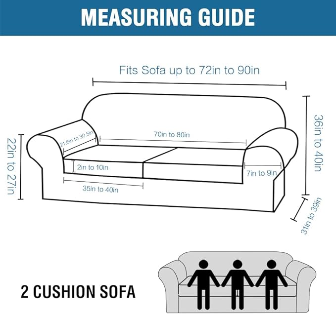 H.VERSAILTEX Real Velvet Plush 3 Piece Stretch Sofa Covers Couch Covers for 2 Cushion Couch Sofa Slipcovers Width Up to 90 Inch Feature Thick Soft Stay in Place (Large Sofa, Taupe) - Image 2