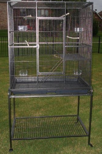 Pet Products 64" Extra Large Wrought Iron Breeding Bird Flight Home Cage Side Nesting Box Doors Tight 1/2-Inch Bar Spacing with Removable Rolling Stand by Mcage