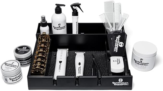 Gentlemen Republic Barber Station Organizer - Multi-Compartment, Black | Countertop tray for clippers, trimmers & grooming tools. Durable, compact design for barbers and stylists. - Image 6