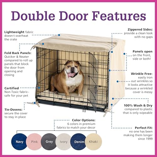 Pet Dreams Dog Crate Cover & Mat- Breathable Non-Toxic Kennel Topper for Double-Door Crates, Fits iCrate Dog Cages 18, 24, 30, 36, 42, 48 Inches (Ivory, Medium, 30“) - Image 2