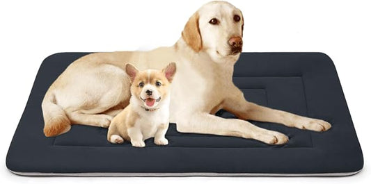 Dog Bed Soft Dog Crate Bed Pad Mat, 48 in Non Slip Bottom Washable Beds for Extra Large Dogs, Pet Bed Mattress Kennel Pad, Dark Blue Gray by JoicyCoDogBeds