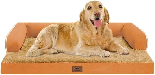 MEKIY Orthopedic XL Dog Bed with Bolster for Extra Large Size Dogs | Pillow Support for Neck Relief, Egg Crate Foam, Skin-Friendly Surface, Waterproof Liner, Anti-Slip Bottom, 42 x 30 Inch by Mekiy